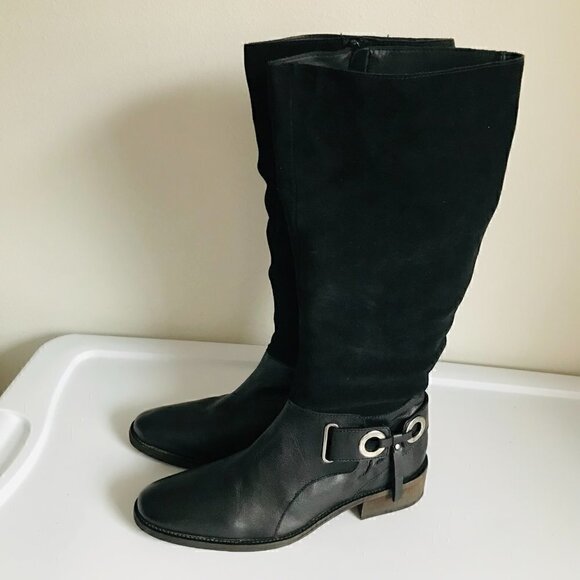 NWOB Bernardo B2 Suede Leather Buckle Knee Boots Size 10 EU 42 - Picture 3 of 7